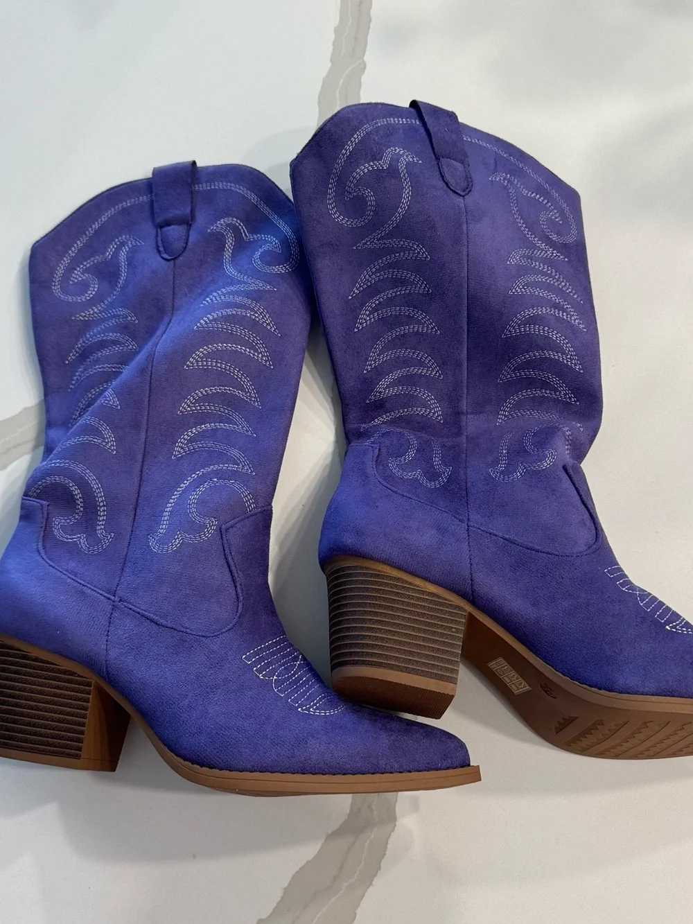 Purple Women's Suede Western Boots - Picture 1 of 6